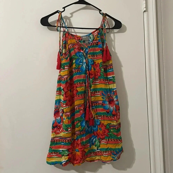 Asos Sleeveless Bright Coloured Floral Tie front top With Tie straps Size 6 - Picture 2 of 7